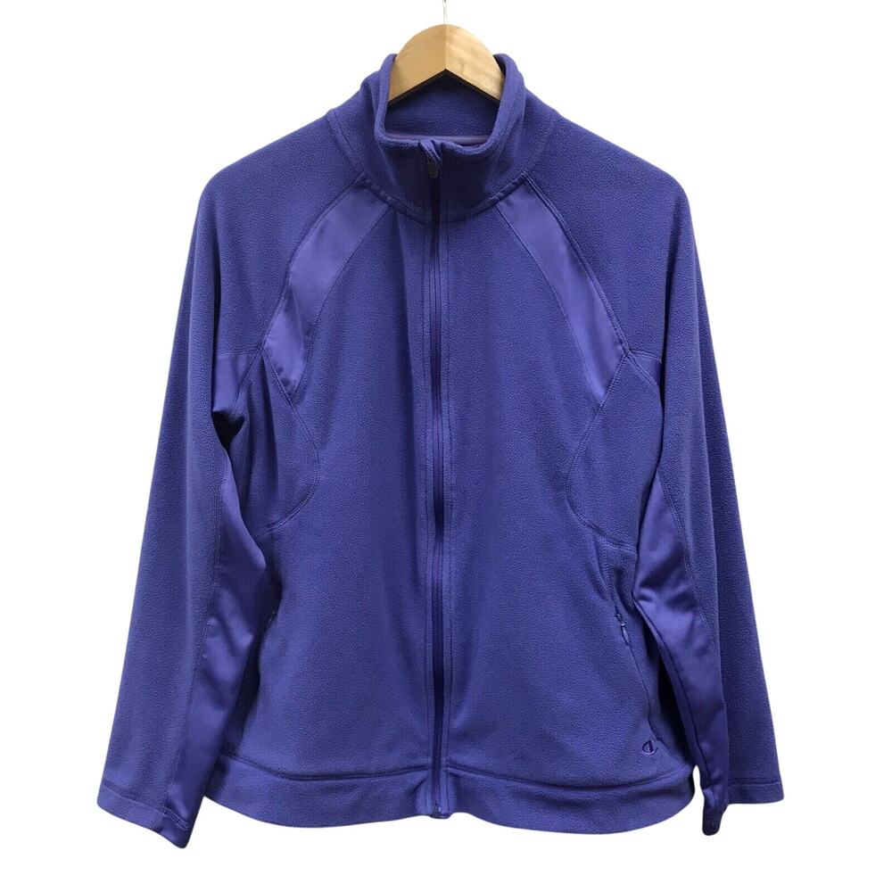 Champion Jacket Womens Medium Fleece Purple Zip Pockets Full Zip